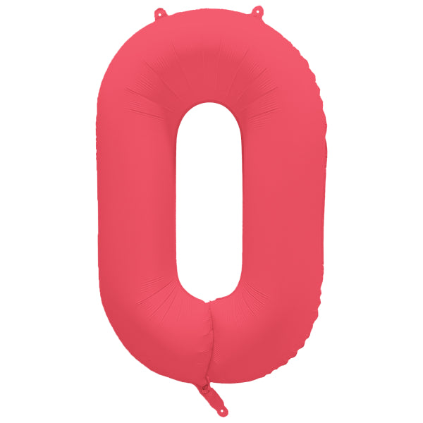 Balon z figurką 0 lat czerwony neonowy pusty 86 cm