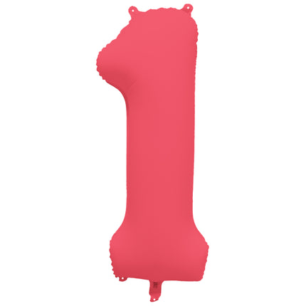 Balon foliowy na 1 rok czerwony neonowy pusty 86 cm