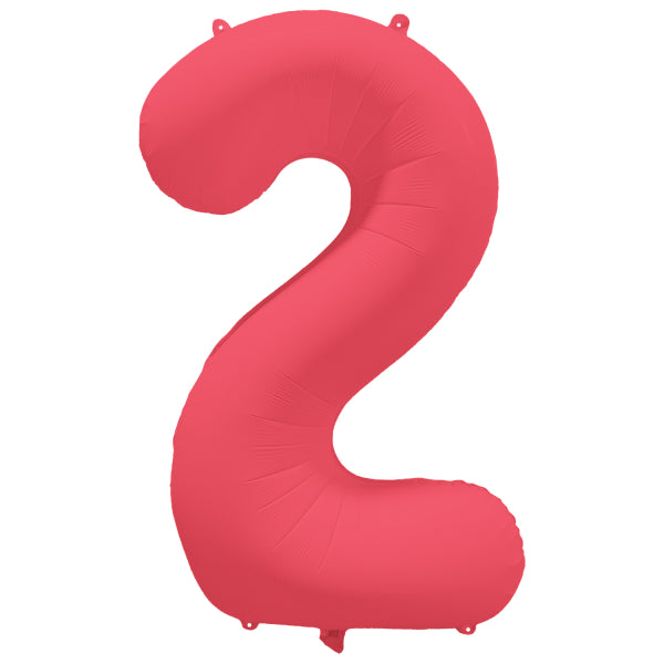 Balon z figurką na 2 lata czerwony neonowy pusty 86 cm