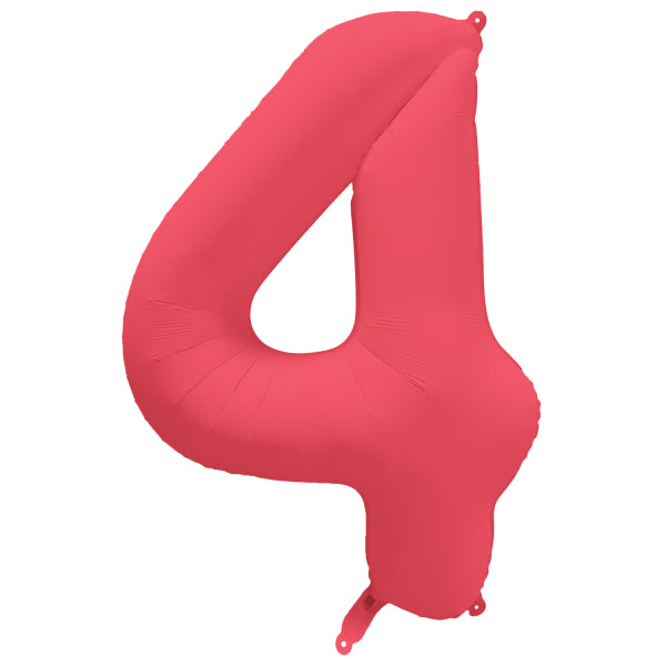 Balon z figurką na 4 lata czerwony neonowy pusty 86 cm