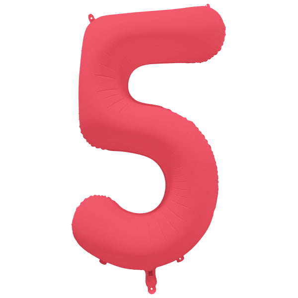 Balon z figurką na 5 lat czerwony neonowy pusty 86 cm