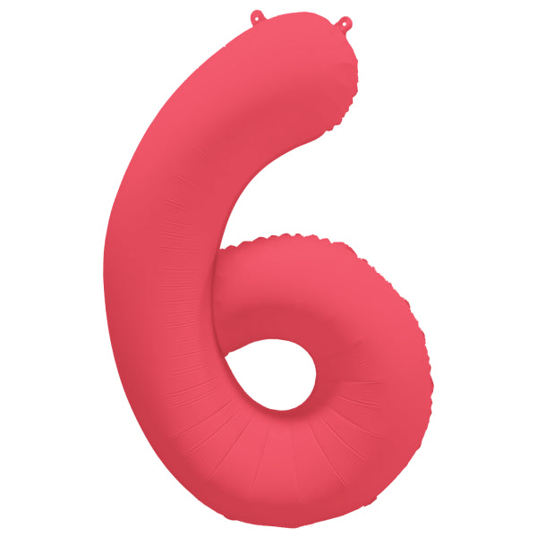 Balon z figurką na 6 lat czerwony neonowy pusty 86 cm