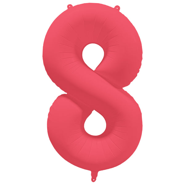 Balon z figurką na 8 lat czerwony neonowy pusty 86 cm