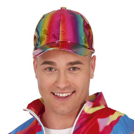 Neonowy kostium męski w kolorach lat 80.