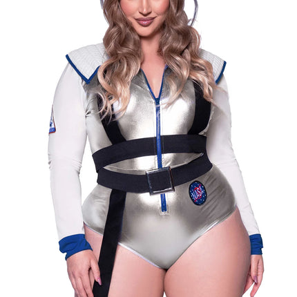 Kombinezon astronauty Biało-srebrny body damskie Leg Avenue