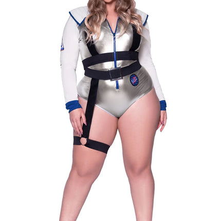 Kombinezon astronauty Biało-srebrny body damskie Leg Avenue