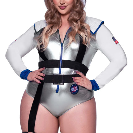 Kombinezon astronauty Biało-srebrny body damskie Leg Avenue