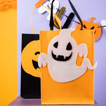 Torebka na psikusy i smakołyki Filcowa dynia - Halloween BoOo! - 27x20x10 cm