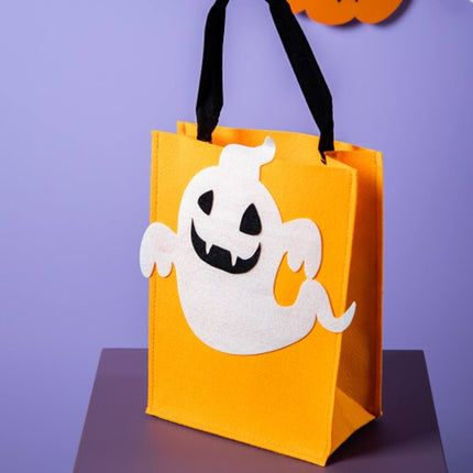 Torebka na psikusy i smakołyki filcowy duch - Halloween BoOo! - 27x20x10 cm