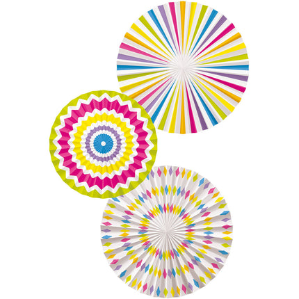 Wachlarze papierowe wielokolorowe - 3 sztuki