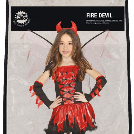 Kostium diabła na Halloween dla dziewczynki czerwony