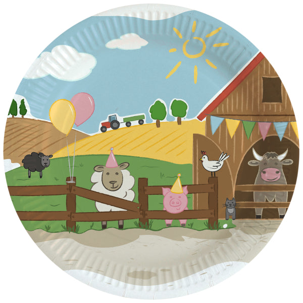 Tekturowe talerze Farmyard 23cm 8szt
