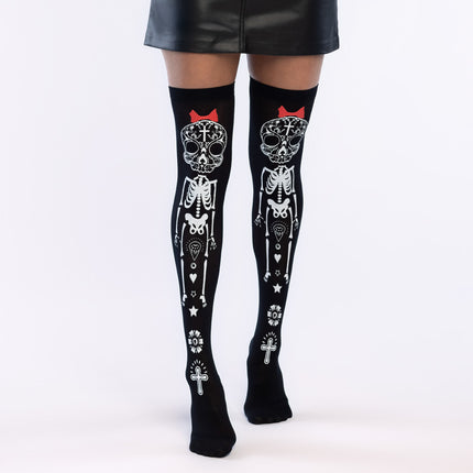Pończochy Szkielet Dia De Los Muertos