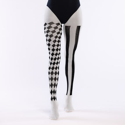 Rajstopy na Halloween Black White Jester