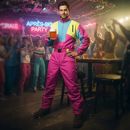 Różowy kombinezon narciarski męski Uv Blacklight