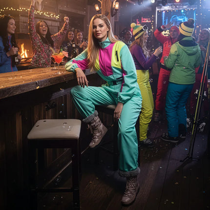 Miętowo-zielony damski kombinezon narciarski Uv Blacklight