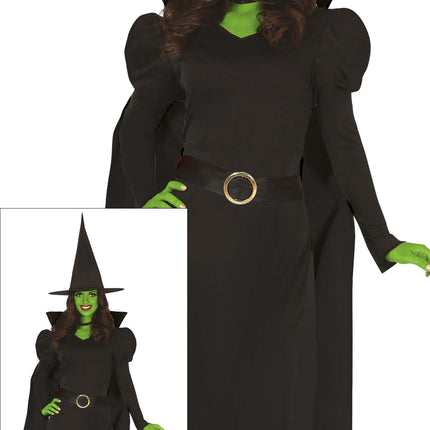 Sukienka na Halloween Czarna Damska Czarownica Długa