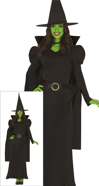 Sukienka na Halloween Czarna Damska Czarownica Długa