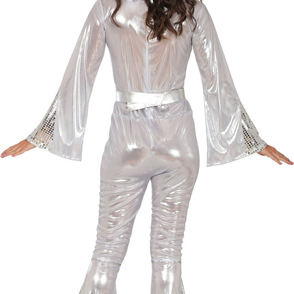Kombinezon dyskotekowy damski 3-częściowy srebrny