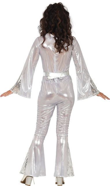 Kombinezon dyskotekowy damski 3-częściowy srebrny