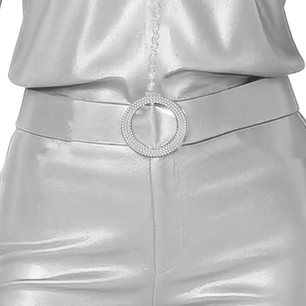 Kombinezon dyskotekowy damski 3-częściowy srebrny