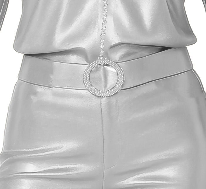Kombinezon dyskotekowy damski 3-częściowy srebrny