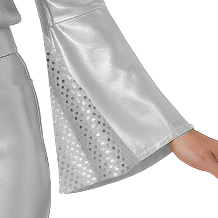 Kombinezon dyskotekowy damski 3-częściowy srebrny