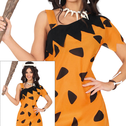 Sukienka jaskiniowca czarno-pomarańczowa damska