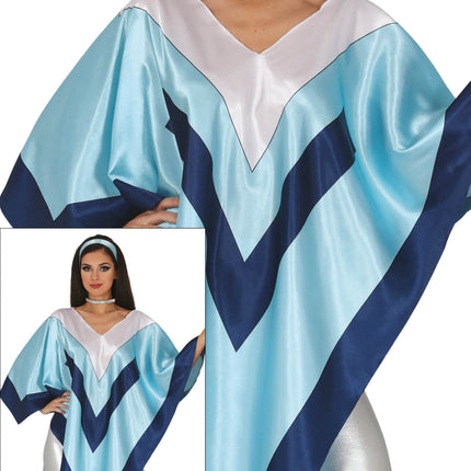 Disco 70S Poncho Blue Ladies