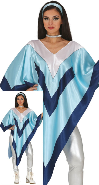 Disco 70S Poncho Blue Ladies