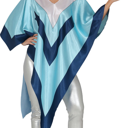 Disco 70S Poncho Blue Ladies