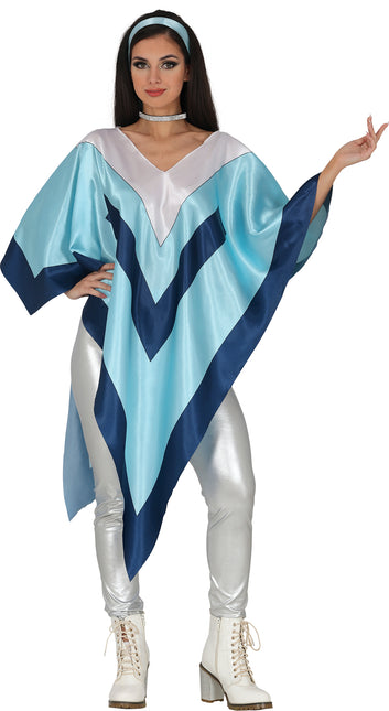 Disco 70S Poncho Blue Ladies
