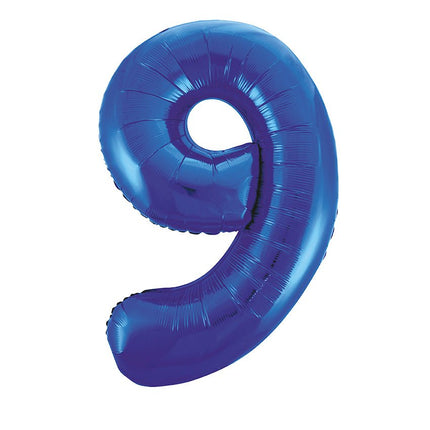 9 Jaar Cijfer Ballon Blauw Leeg 86cm van Unique koop je bij Partywinkel