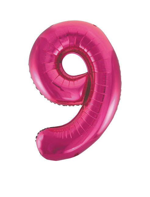 9 Jaar Cijfer Ballon Fuchsia Leeg 86cm van Unique koop je bij Partywinkel