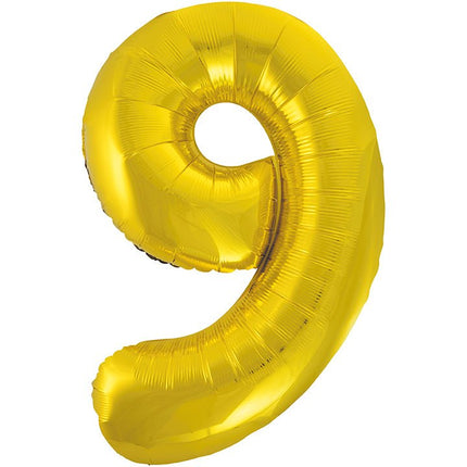 9 Jaar Cijfer Ballon Goud Leeg 86cm van Unique koop je bij Partywinkel