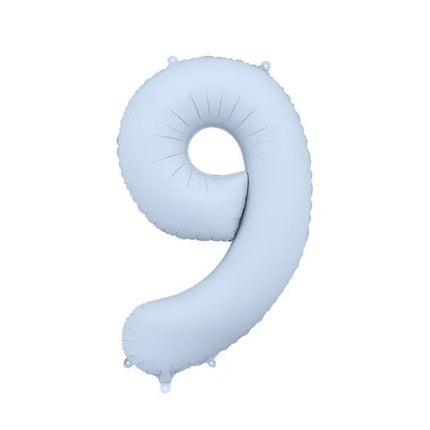 9 Jaar Cijfer Ballon Lichtblauw Mat Leeg 86cm van Partydeco koop je bij Partywinkel