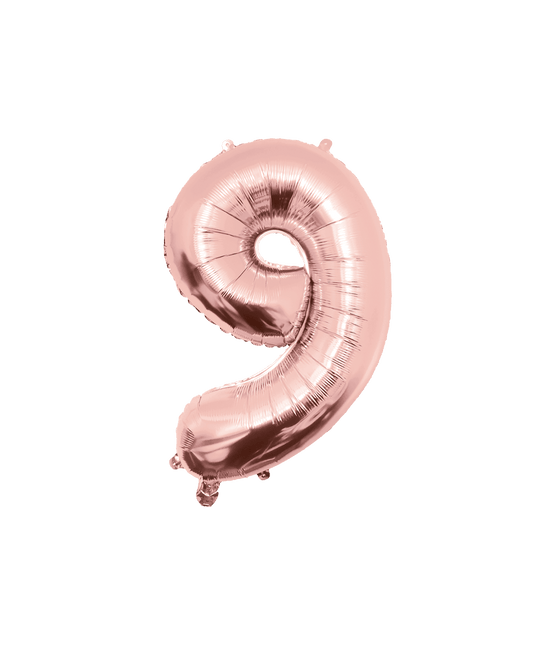 9 Jaar Cijfer Ballon Rose Goud Leeg 86cm - Partywinkel - 8716764237638