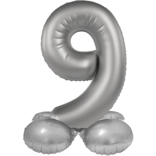 9 Jaar Cijfer Ballon Zilver 72cm van Folat koop je bij Partywinkel
