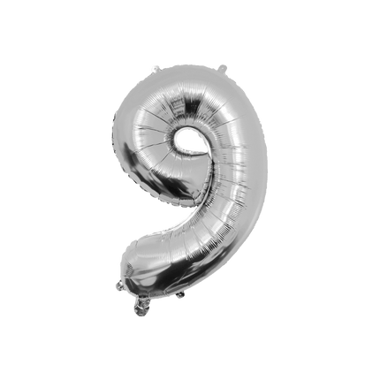 9 Jaar Cijfer Ballon Zilver Leeg 86cm - Partywinkel - 8716764237249