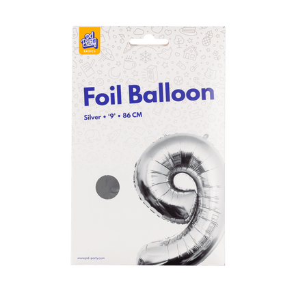 9 Jaar Cijfer Ballon Zilver Leeg 86cm - Partywinkel - 8716764237249