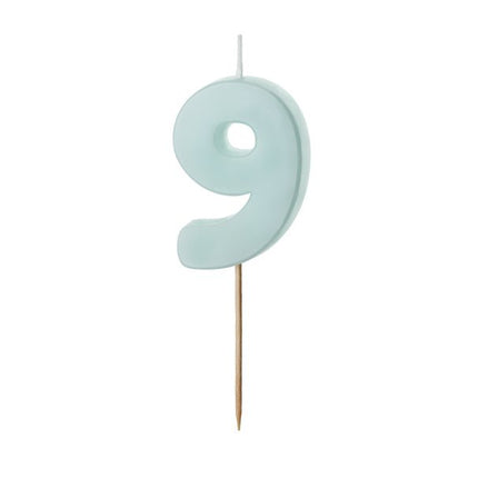 9 Jaar Kaars Lichtblauw 5,5cm - Partywinkel - 5904555038653