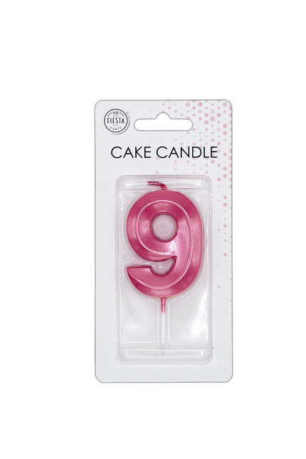 9 Jaar Kaars Roze Metallic 6cm van WeFiesta koop je bij Partywinkel