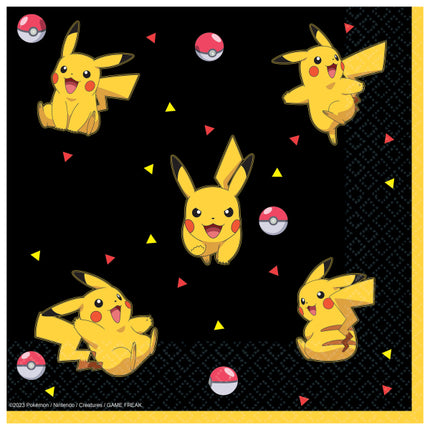 Serwetki Pokemon Czarny Żółty 33cm 16szt