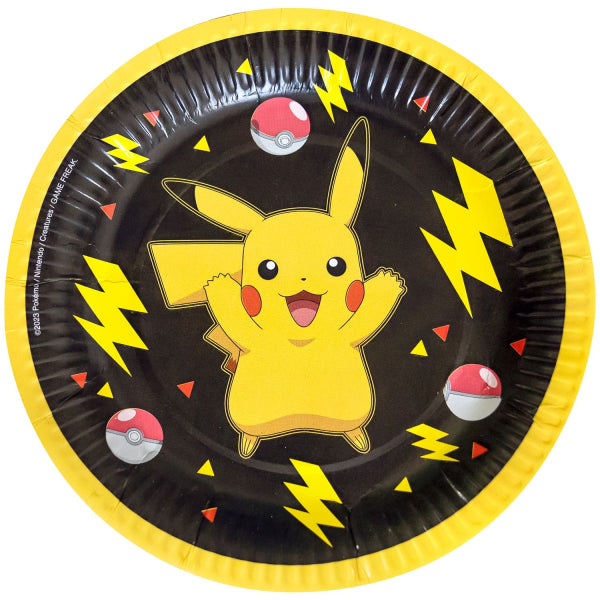 Talerze Pokemon czarny żółty 18cm 8szt