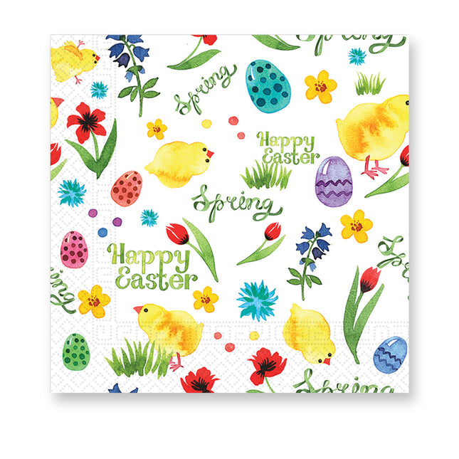 Serwetki wielkanocne białe Happy Easter 33cm 20szt