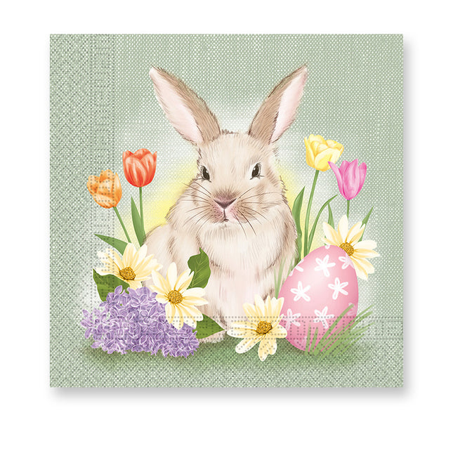 3 warstwowe serwetki papierowe 33X33Cm/Easter Designs 3 warstwowe serwetki papierowe 33X33Cm Bunny & Flowers 20St