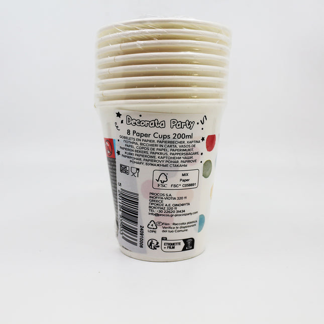 Kubki z farbą w kropki 200ml 8szt