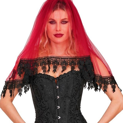 Halloweenowa chusta – czerwono-czarna