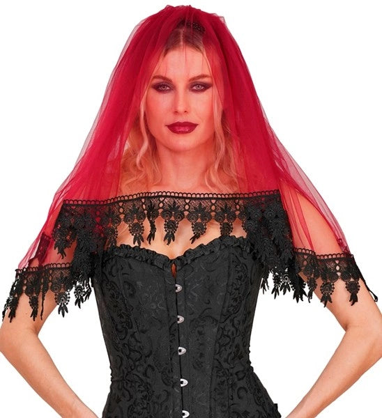 Halloweenowa chusta – czerwono-czarna