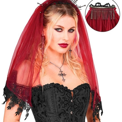 Halloweenowa chusta – czerwono-czarna